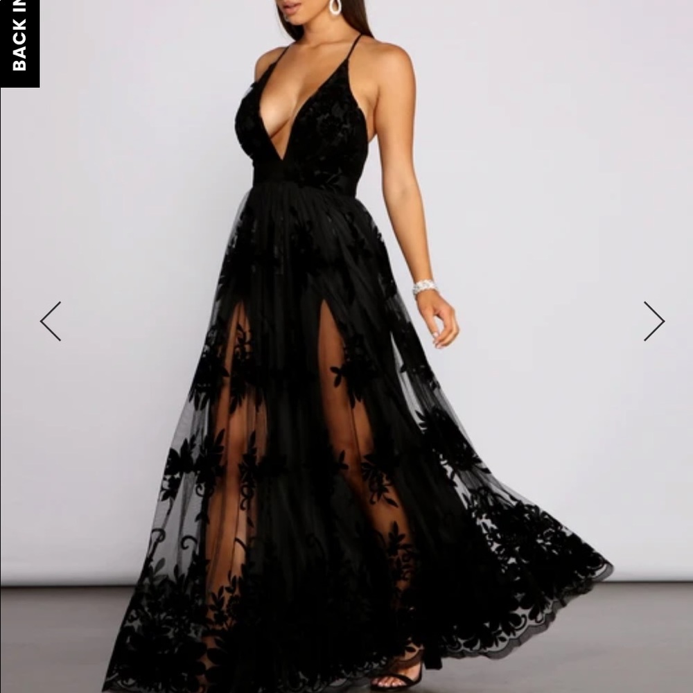 MORGAN FORMAL FLOCKED VELVET DRESS